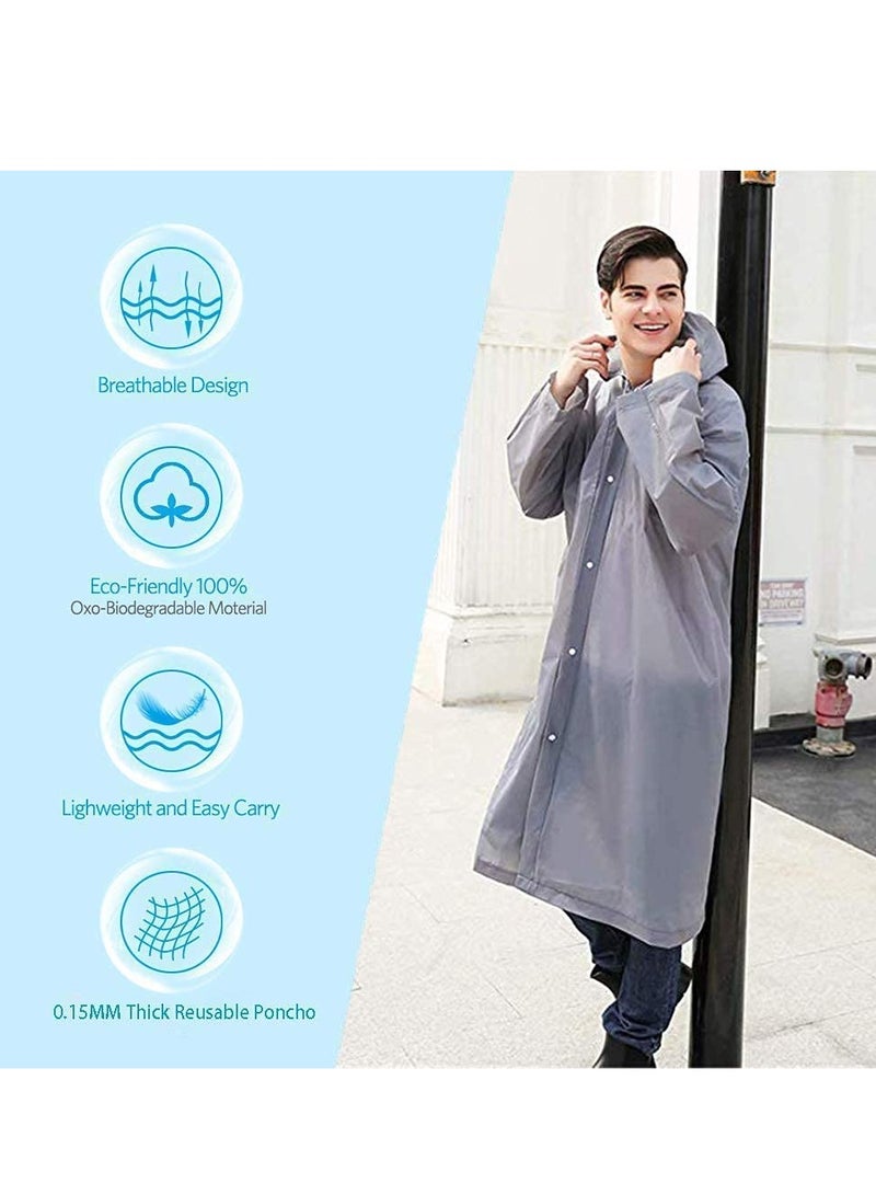 Rain Poncho for Adults 1 Pack EVA Women and Men Reusable Raincoat Jacket Packable Family Fishing Travel Emergency no PVC with Hood Elastic Sleeving - Image 5