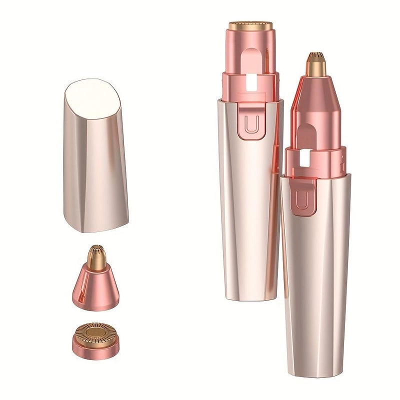 2 In 1 White Usb Rechargeable Women Facial Hair Removal Device Portable Electric Nose Hair Clipper Eyebrow Trimmer Gift For Women - Image 1