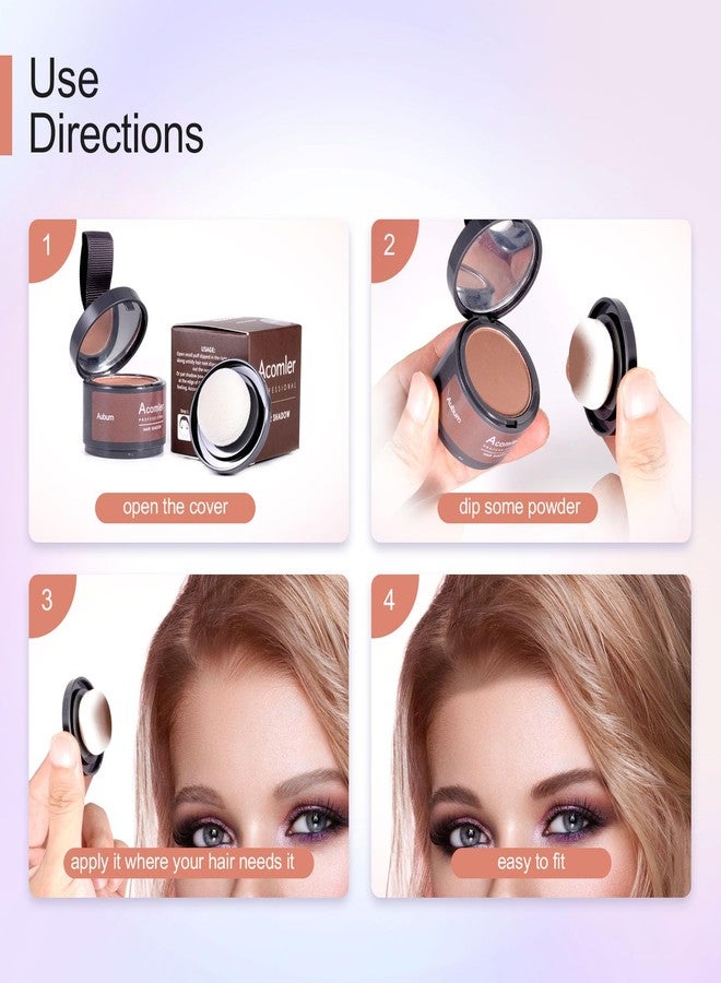 Acomler بودرة تغطية الجذور الفورية من أكميلر، لون شعر بني داكن لتغطية الشعر الخفيف والشعر الرمادي، بودرة شعر للنساء والرجال مع حواجب، خط اللحية، بقع الصلع (بني)  - Image 4