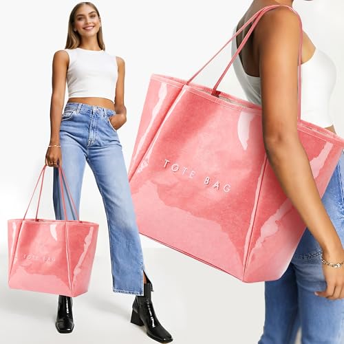 KALIDI FANCY FOREST KALIDI Large PVC Tote Bag Women Weekender Hobo Bag Travel Purse Trendy Kraft Paper Oversize Shoulder Handbag for Work College Beach - Image 2