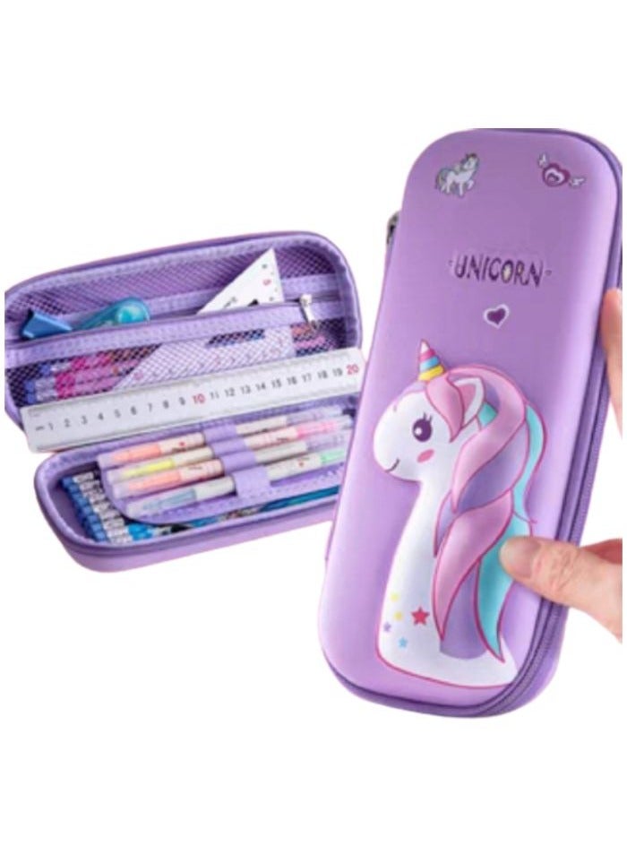 3D Pencil Case High Quality 3D Pencil Cases and Bags for Boys and Girls, Embrace Adventure with Vibrant Colors with High Quality (Colorful Horse) (Colorful Horse with Hair and Horn(purple)) - Image 1