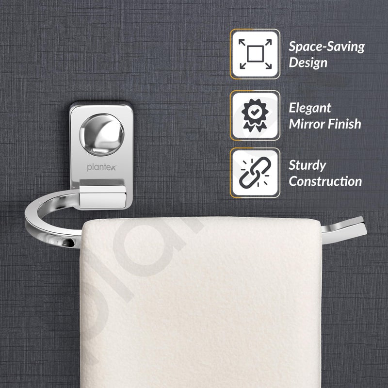 Plantex Metro Platinum Stainless Steel Hand Towel Ring/Napkin Hanger for Bathroom/Towel Holder for wash Basin/Bathroom Accessories - Image 2