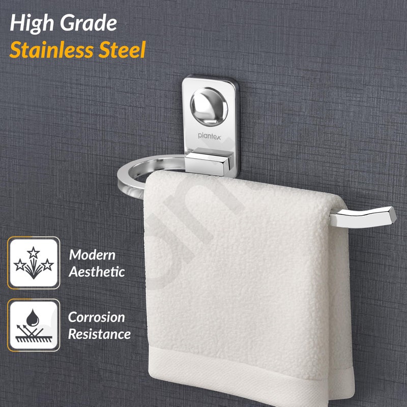 Plantex Metro Platinum Stainless Steel Hand Towel Ring/Napkin Hanger for Bathroom/Towel Holder for wash Basin/Bathroom Accessories - Image 3