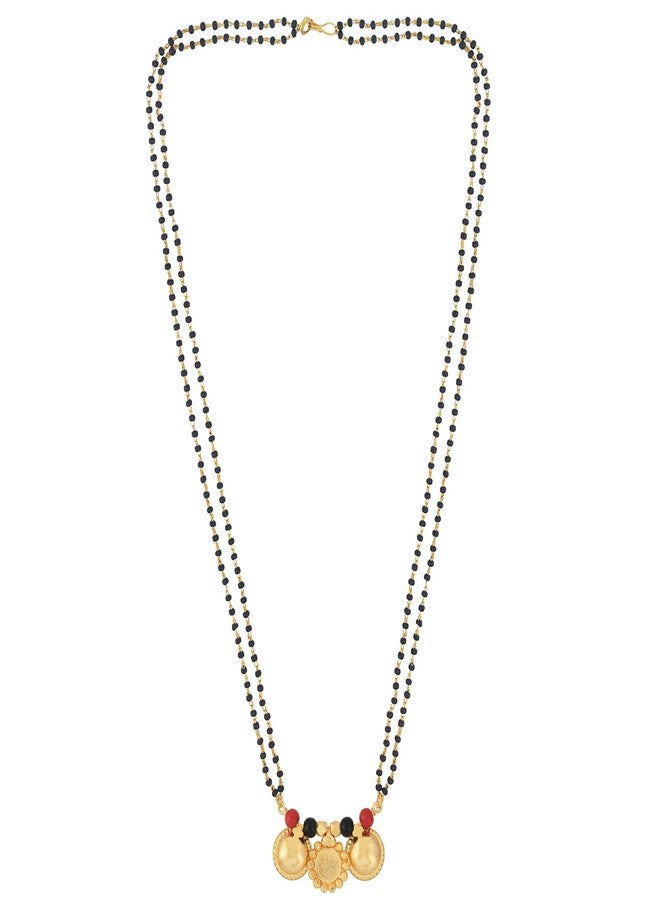 Superstore18 Gold plated Lakshmi 3 Coin, Ruby and Black Bead studded, Laxmi Coin & double Waati Mangalsutra for Women (SST1214MSSV) - Image 3