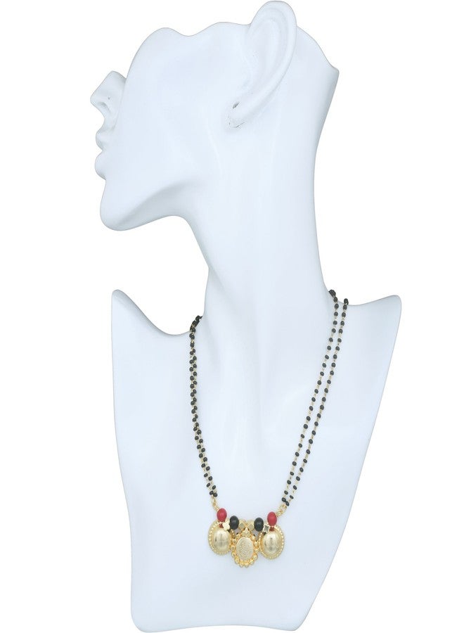 Superstore18 Gold plated Lakshmi 3 Coin, Ruby and Black Bead studded, Laxmi Coin & double Waati Mangalsutra for Women (SST1214MSSV) - Image 5