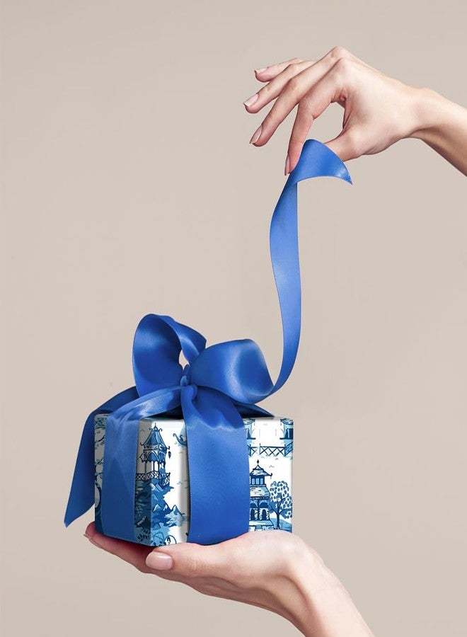 Boerni Fancy Vintage Blue and White Porcelain Chinoiserie Watercolor Ginger Jar Jungle Blue Gift Wrapping Paper, Oriental Art Paper Folded Flat 6 Sheets 6 Designs: 23 sq. ft. ttl-for Birthdat Friends Lover Christmas Valentine Anniversary Wedding Daily Decorative Gift Wrap Crafts - Image 4