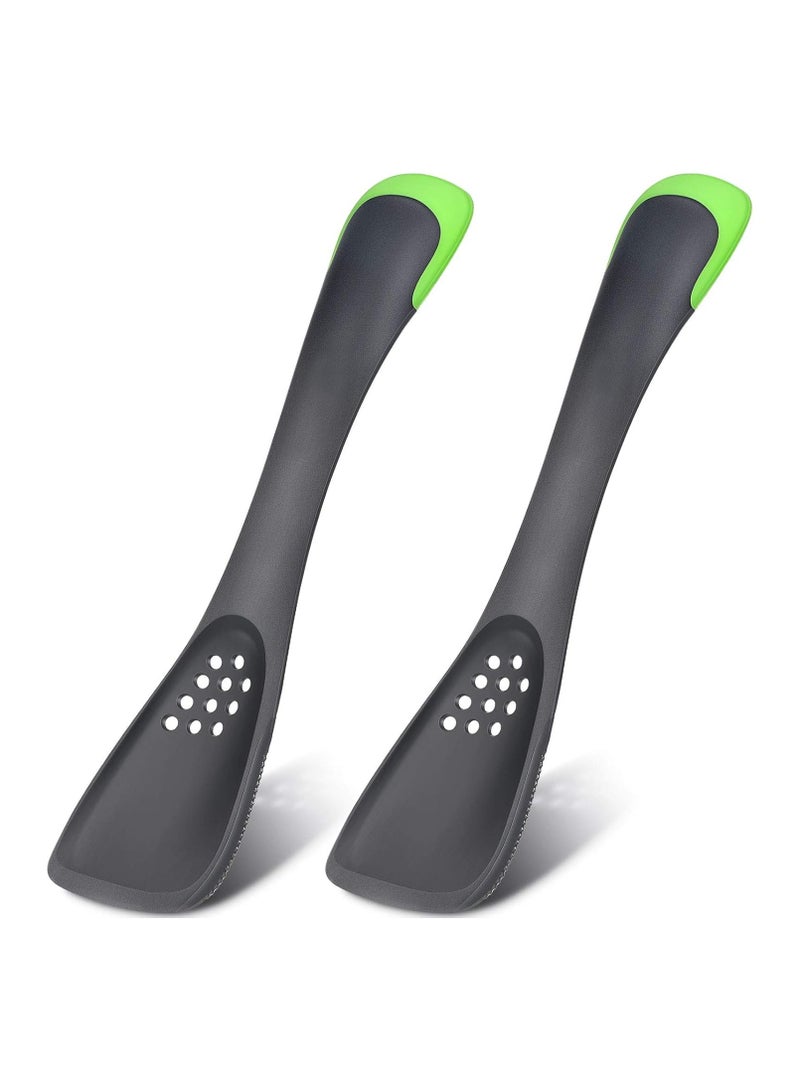 2-Piece Cooking Spoon Set for Nonstick Cookware Silicone 5-in-1 Spatula Cooking Utensils Tableware Cutter, Slicer, Strainer Basket, Ladle, and Spatula Kitchen Mixing Spoon Scraper - Image 1