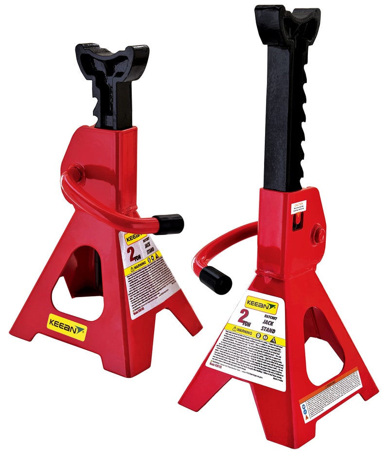 KEEAN 2 TON STEEL CAR JACK STAND WITH HEAVY DUTY SELF LOCKING RATCHET HANDLE (AUTOMOTIVE) (SET OF 2 PIECES) - Image 1