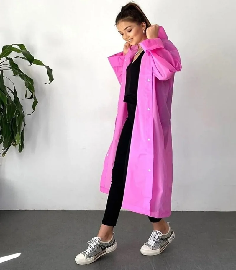 Dzc Kuzenler Avm Dzc Cousins ​​Avm Women's Raincoat Hooded Eva Raincoat Windbreaker Pink