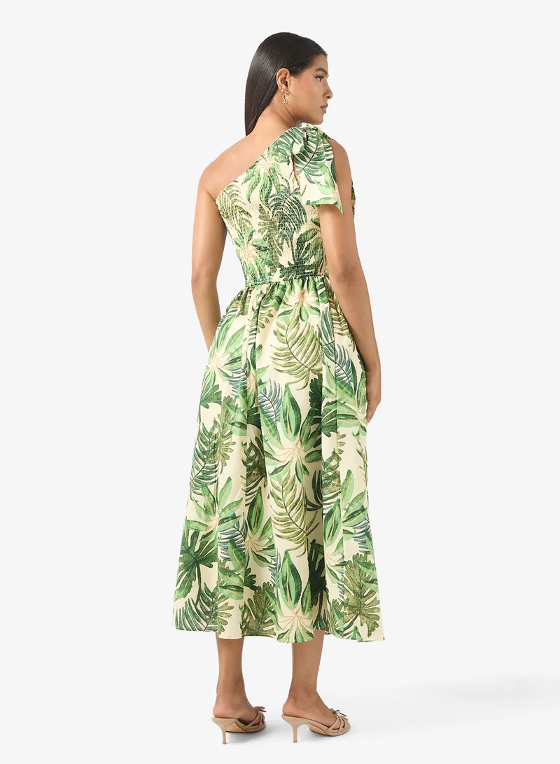 Just Me Printed One Shoulder Maxi Dress