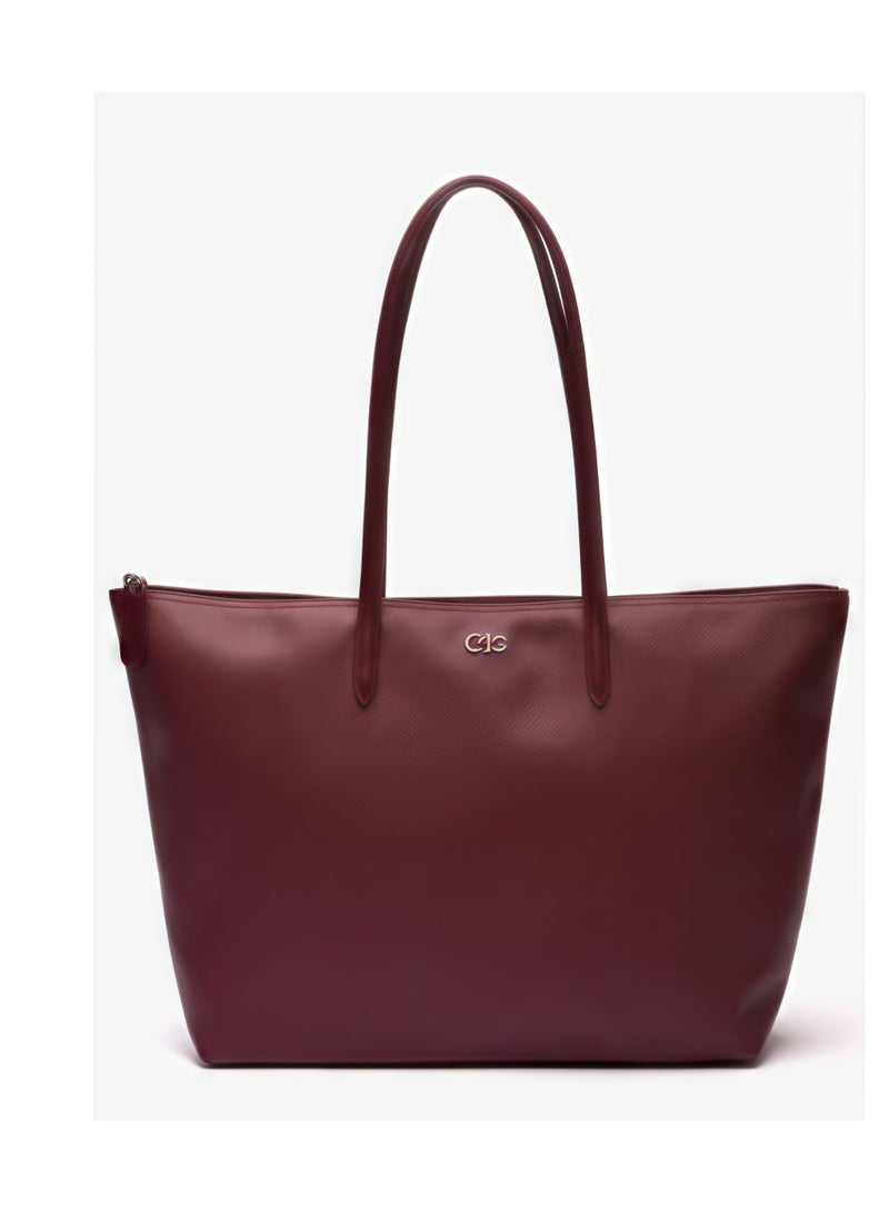 حقيبة لاكوست نسائية L12.12 مفهوم موضة متعددة الاستخدامات سعة كبيرة الحجم سحاب حقيبة كتف محمولة حقيبة حمل كلاريت كبير 45 سم * 30 سم * 12 سم