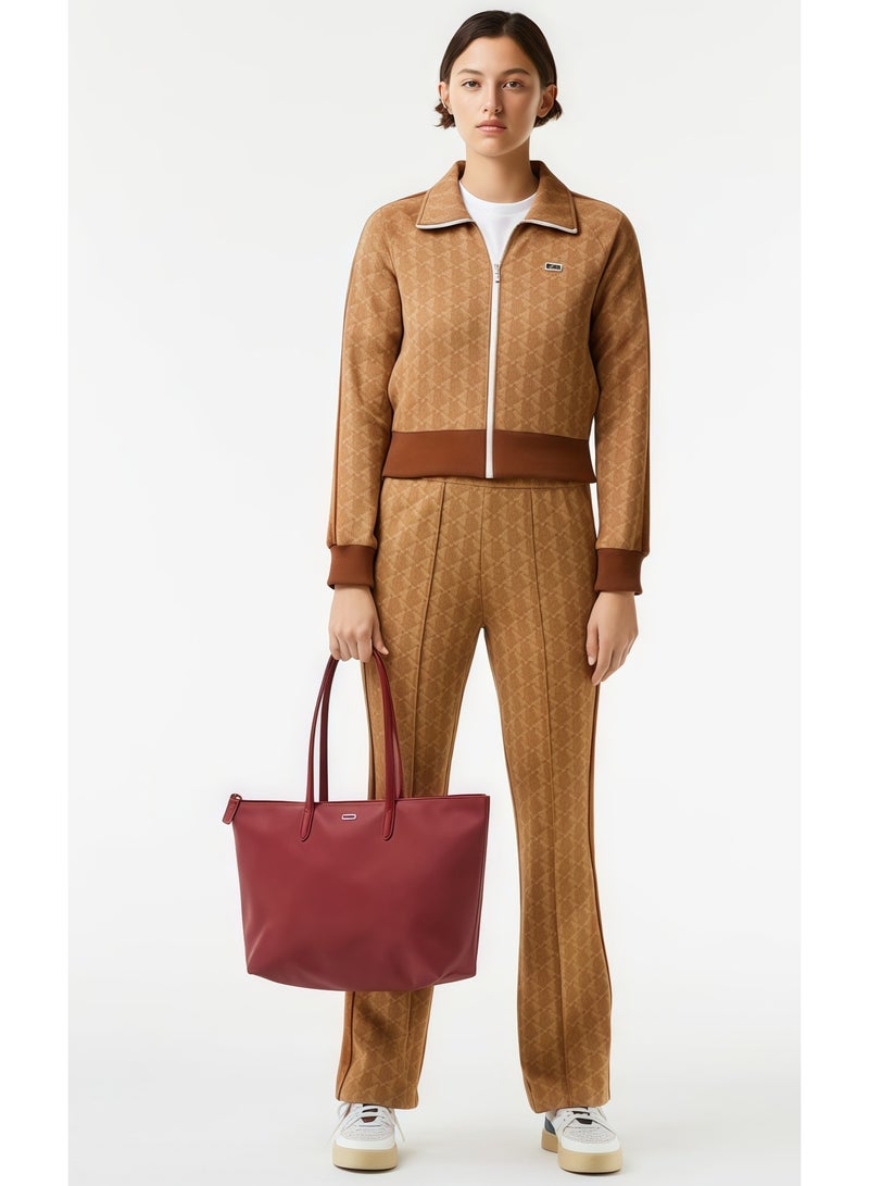 حقيبة لاكوست نسائية L12.12 مفهوم موضة متعددة الاستخدامات سعة كبيرة الحجم سحاب حقيبة كتف محمولة حقيبة حمل كلاريت كبير 45 سم * 30 سم * 12 سم