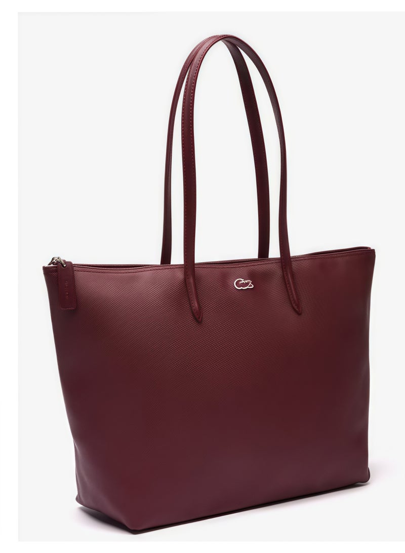 حقيبة لاكوست نسائية L12.12 مفهوم موضة متعددة الاستخدامات سعة كبيرة الحجم سحاب حقيبة كتف محمولة حقيبة حمل كلاريت كبير 45 سم * 30 سم * 12 سم