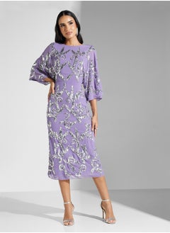 Amelia Rose Embellished Mesh Detailed Dress  - Image 4