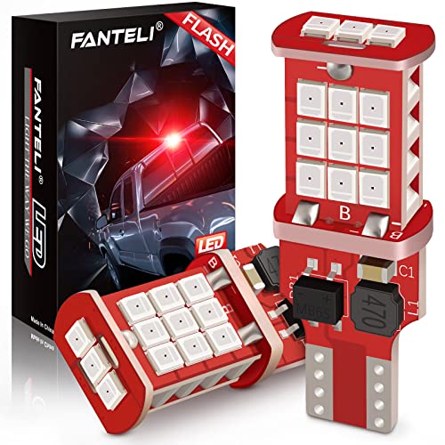 FANTELI 912 921 LED Bulb, Strobe Flashing 3rd Third Brake Center High Mount Stop Light, 300% Brighter Non-Polarity T15 906 904 902 W16W Brilliant Red - Image 1