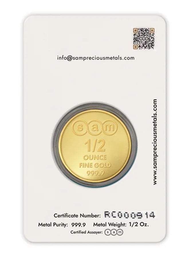 SAM Precious Metals SAM 24K 0.50 Ounce Gold Coin (999.9 Pure) – Certified Gold Coin with Assay Card & Serial Number – Gold Investment Coin for Savings, Gifting & Wealth Protection – Minted Gold Coin - Image 4