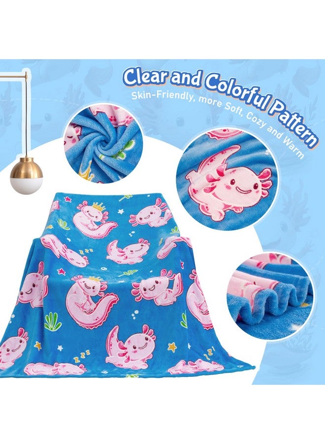 Boulou Glow in The Dark Axolotl Blankets,Throw Blanket Toys Gifts for 3 4 5 6 7 8 9 10 Years Old Kids Boys Girls,Soft Cute Glowing Blanket Present for Birthday Christmas Easter Valentines, 60"x50"  - Image 5