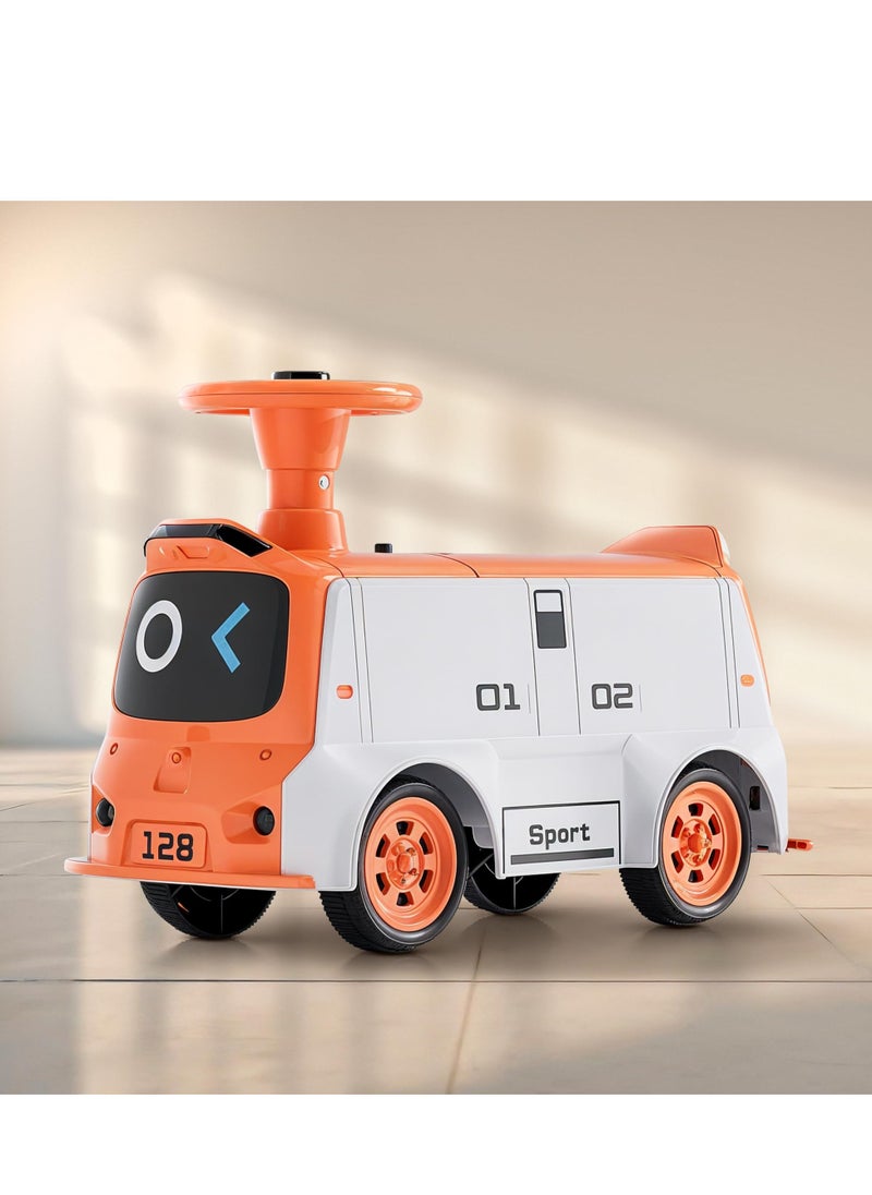 BAYBEE Waldo Baby Ride on Car for Kids, Ride on Baby Car with Lights, Music & Storage Space | Kids Push Car for Baby | Push Ride on Car for Kids Toddlers 1 to 3 Years Boys Girls Orange  - Image 1