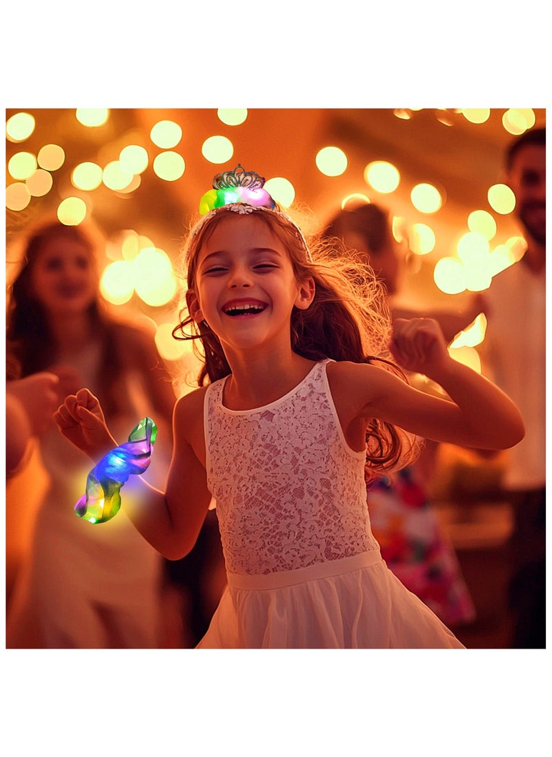 ILovhaprty Green Light Up Scrunchies with Crown, 2 Pcs Glow Scrunchies Set - Glow in The Dark Scrunchies, Led Light Up Hair Scrunchies & Glow in The Dark Hair Ties, for Girls/Women Led Light Up Hair Accessories  - Image 5