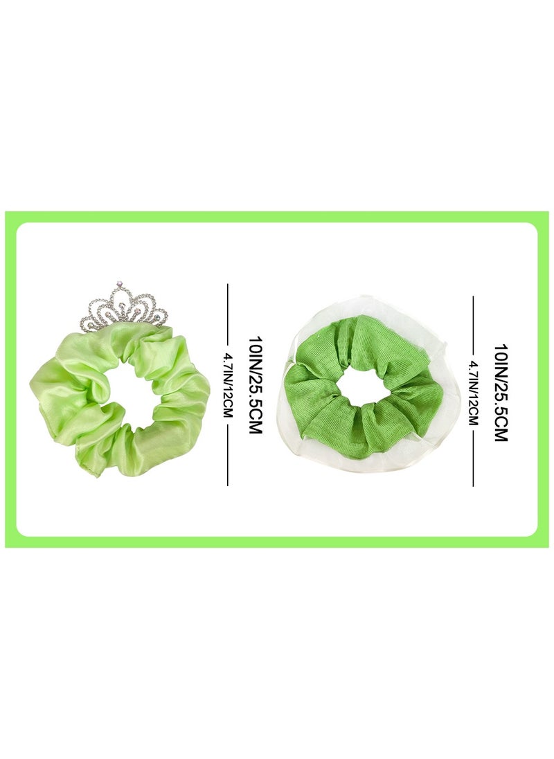 ILovhaprty Green Light Up Scrunchies with Crown, 2 Pcs Glow Scrunchies Set - Glow in The Dark Scrunchies, Led Light Up Hair Scrunchies & Glow in The Dark Hair Ties, for Girls/Women Led Light Up Hair Accessories  - Image 2