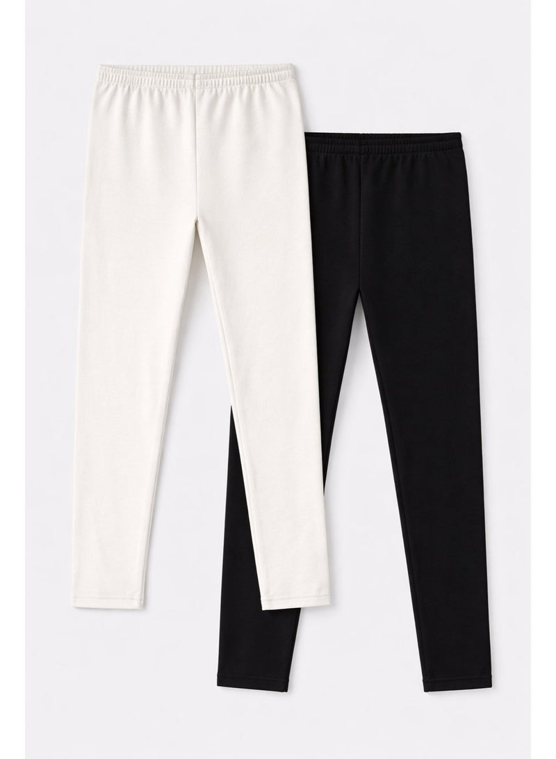 victor and jane Girls’ Leggings Multipack (2 Pack) – Basic Stretch Leggings - Image 2