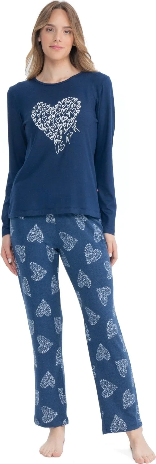 يو اس بولو اسن Women's Heart Printed Pajama Set