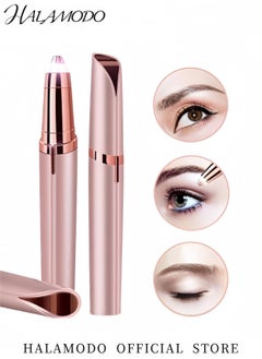 HALAMODO Women's Electric Eyebrow Hair Remover with LED Light Rechargeable Electric Precision Eyebrow Trimmer for Instant Hair Removal Portable Painless Eyebrow Razor For Lips & Nose & Chin  - Image 3