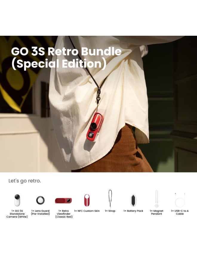 Insta360 GO 3S Retro Bundle Special Edition 128GB | Small 4K Vlogging Camera, Hands-Free POV Cam, Retro Filters, 4K30fps, Extra Bttery, Lightweight Wearable Vlog Camera for Street & Daily Shots - Classic Red - Image 2