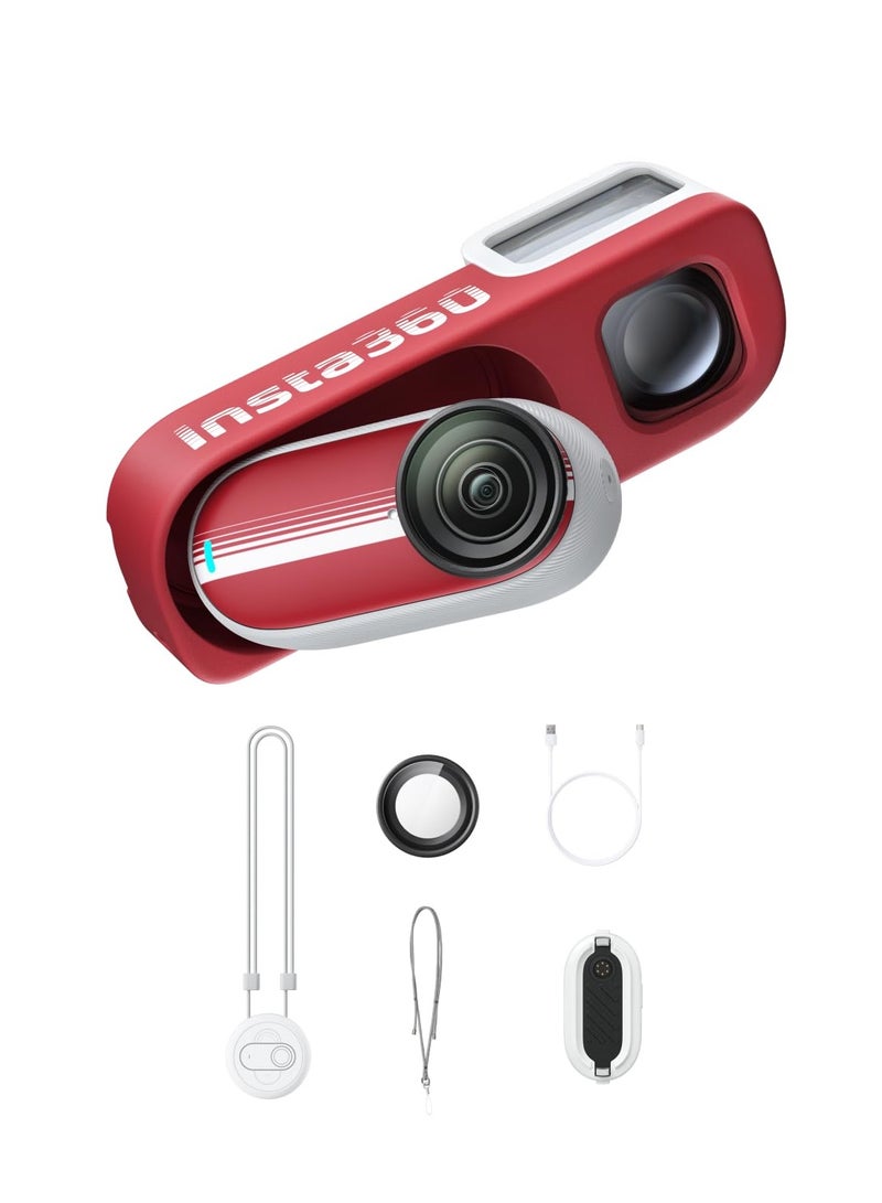 Insta360 GO 3S Retro Bundle Special Edition 128GB | Small 4K Vlogging Camera, Hands-Free POV Cam, Retro Filters, 4K30fps, Extra Bttery, Lightweight Wearable Vlog Camera for Street & Daily Shots - Classic Red - Image 1