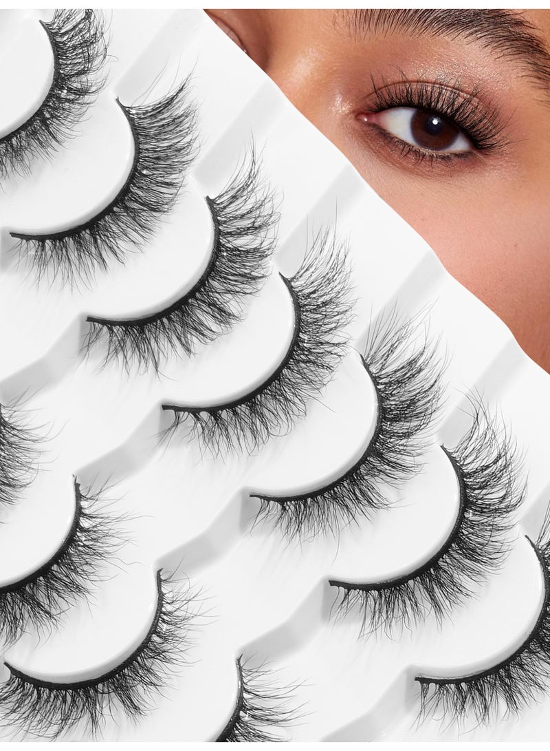 MAGEFY رموش صناعية رموش رقيقة مظهر طبيعي رموش ناعمة رموش مقلدة من الفرو الصناعي حجم رموش كثيفة مجموعة رموش ناعمة (7 أزواج) - Image 3