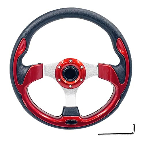 YEHICY 12.5" Red Grip Golf Cart Steering Wheel Universal Design for Club Car Ds and Precedent EZGO RXV & TXT, Yamaha Most Golf Carts - Image 1