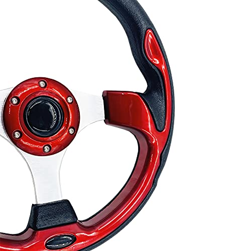 YEHICY 12.5" Red Grip Golf Cart Steering Wheel Universal Design for Club Car Ds and Precedent EZGO RXV & TXT, Yamaha Most Golf Carts - Image 5