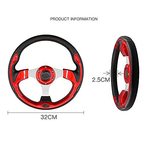 YEHICY 12.5" Red Grip Golf Cart Steering Wheel Universal Design for Club Car Ds and Precedent EZGO RXV & TXT, Yamaha Most Golf Carts - Image 4