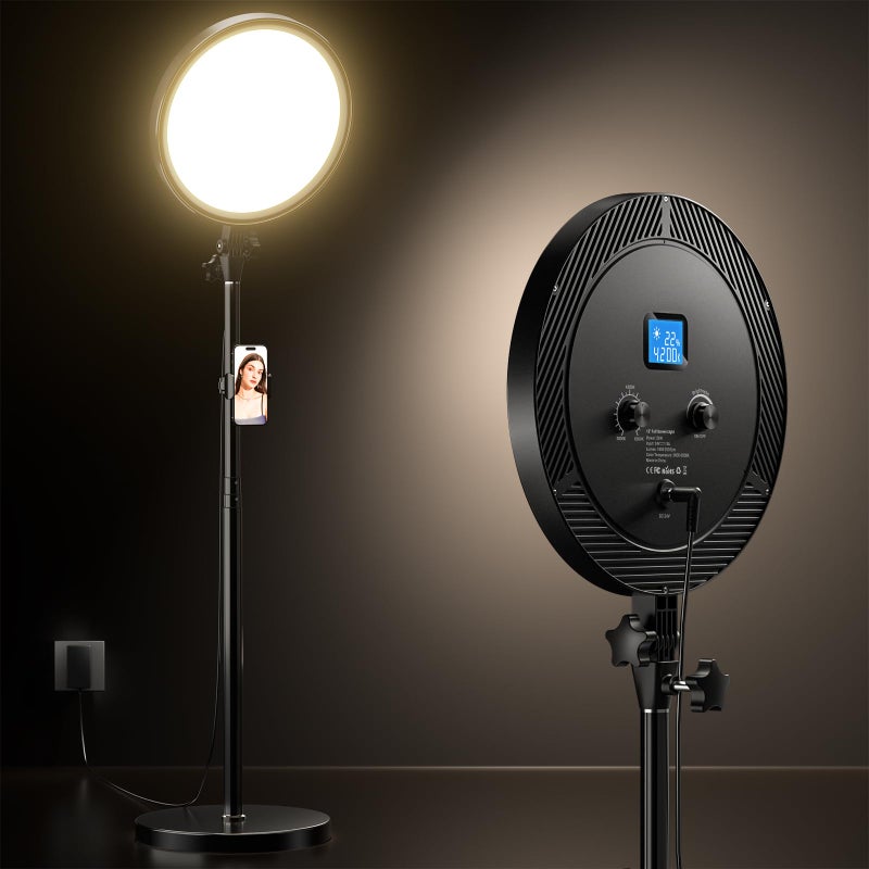 UBeesize Professional Ring Light with Stand Phone Holder Remote 6500K FullScreen LED Lighting for Makeup Photography Studio Barber and Live Streaming - Image 2
