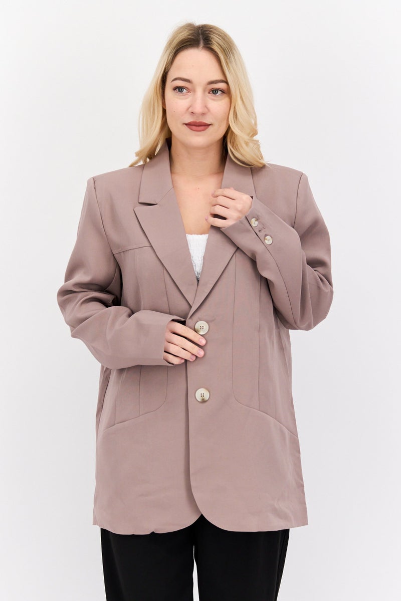 4th & Reckless Women Tall Fit Solid Blazer, Mauve - Image 1
