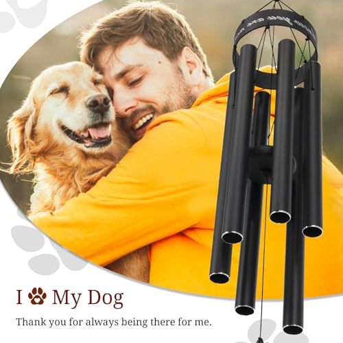 ASTARIN Pet Memorial Wind Chime, 30 Inches Paw Print Pet Remembrance Gift to Honor and Remember a Dog, Cat, or Other Pet, Premium Metal Wind Chime, Black - Image 3