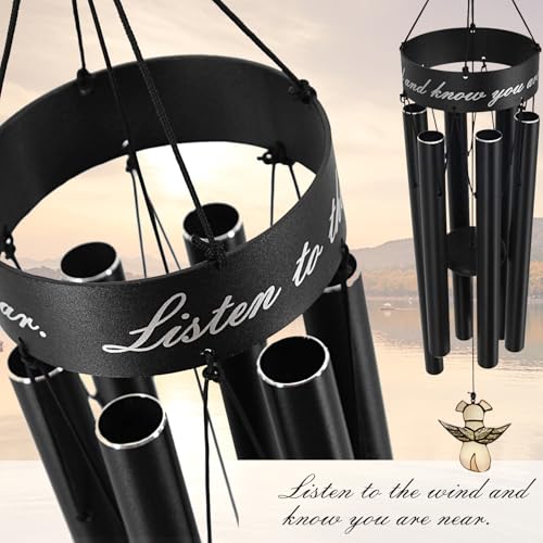 ASTARIN Pet Memorial Wind Chime, 30 Inches Paw Print Pet Remembrance Gift to Honor and Remember a Dog, Cat, or Other Pet, Premium Metal Wind Chime, Black - Image 2