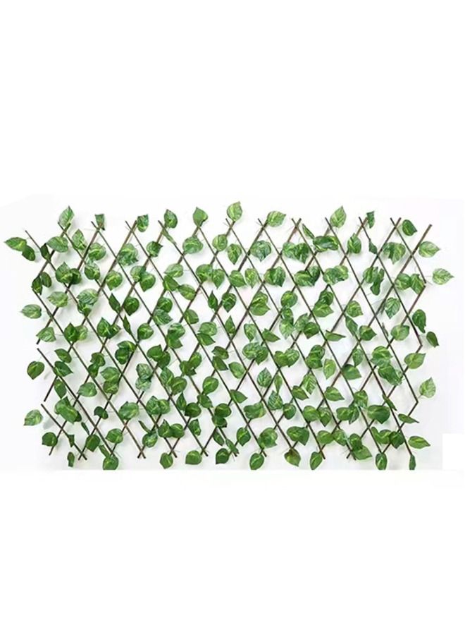 LINGWEI 5pcs Bamboo Wooden Fence With Artificial Green Leafs - Image 1