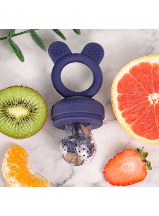 BESSENTIALS 2 Packs Baby Fresh Fruit Feeder Pacifier BPA Free [3 Sizes Silicone Food Pouches Included] (Dark Red & Navy Blue) - Image 5