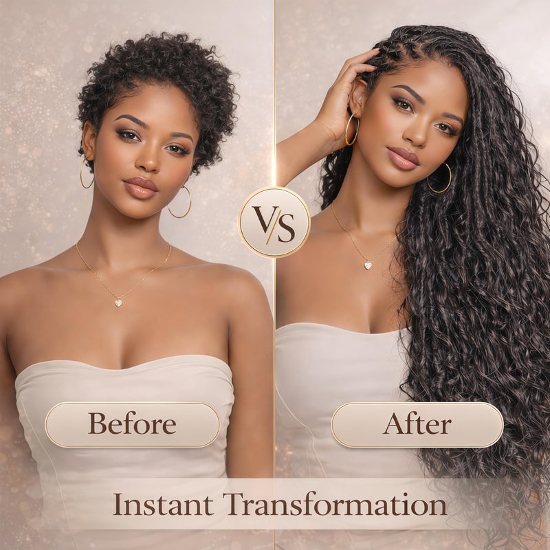 RMYHIG 8 Packs Goddess Locs Crochet Hair for Black Women, 18 Inch Human Hair Mix Synthetic Pre-looped Boho Faux Locs with Curly Ends Long River Crochet Hair for Black Women Hair Extensions(1B,18 Inch) - Image 4