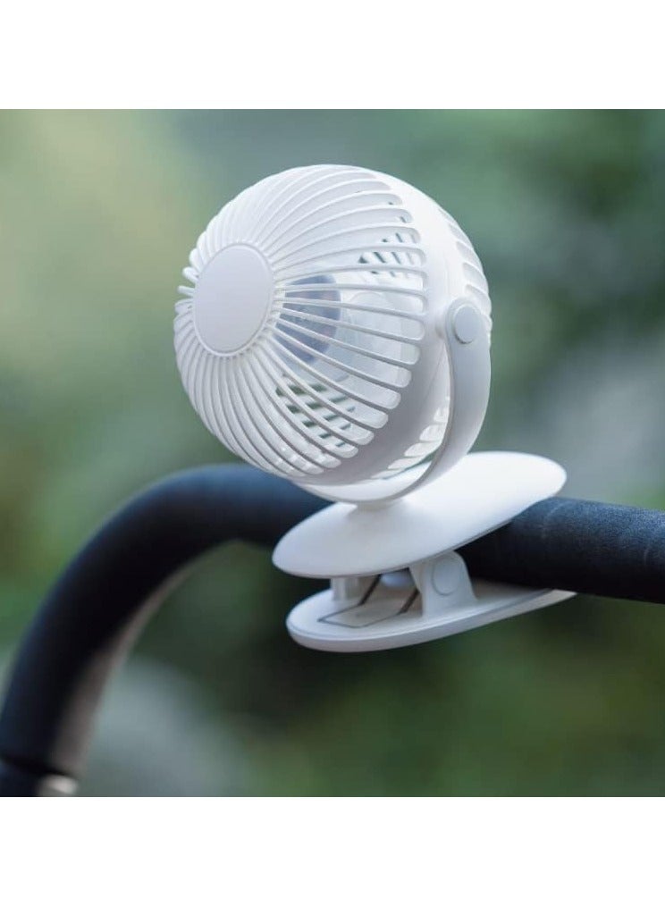 VUCATIN 720° Rotation Portable Desk Fan Clip on Fan USB Rechargeable 3 Speeds Small Table Fan with Sturdy Clamp Quiet Fan for Stroller Travel Office Baby Cot (White) - Image 5