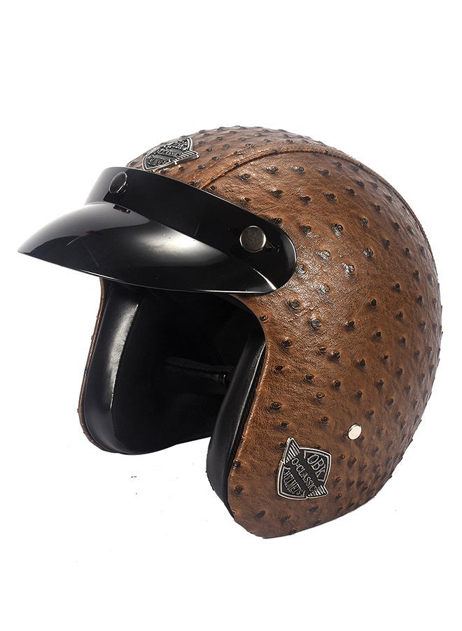 MUNTAQI Retro Full Face Windproof & Sandproof Leather Helmet
