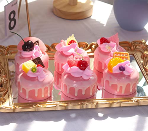 Skyseen 6pcs Realistic Artificial Cupcake Mixed Fake Cake Model Home Staging Equipment Crafts Photography Props Home Decoration Pink Circle - Image 1