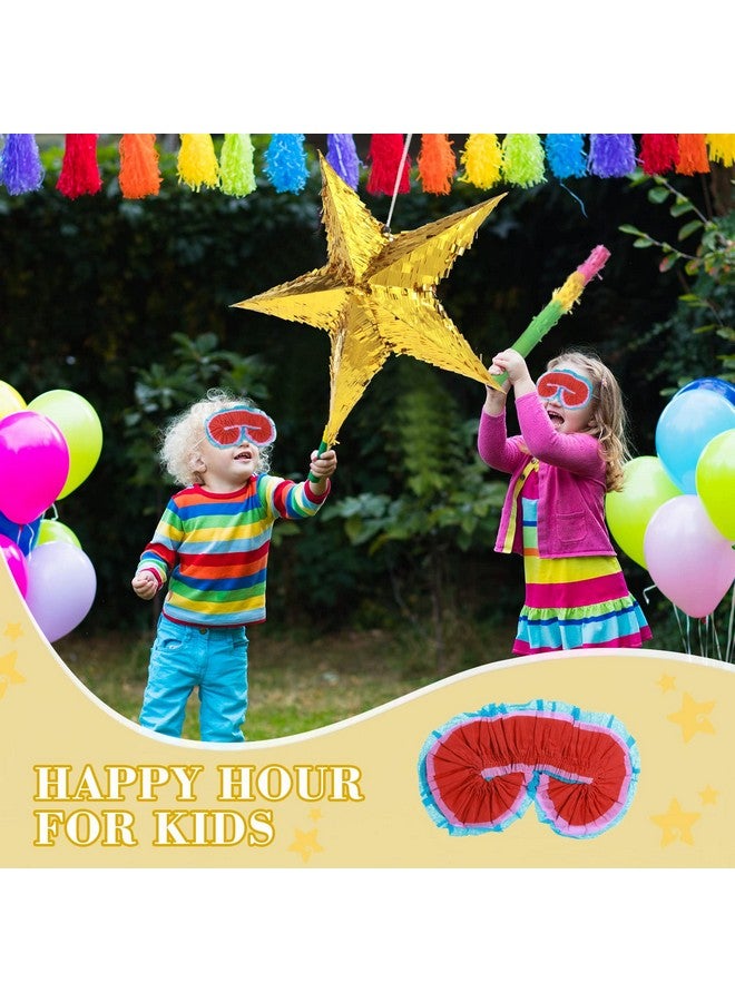 Civaner 3 قطع بيناتا نجمة من الفويل مع غطاء عين ومضرب بيناتا ملونة قابلة للطي للاحتفالات نجوم بيناتا للأطفال عيد ميلاد الفتيات الأولاد البالغين ذكرى زواج حفلة استقبال المولود (21 × 21 × 9.4 بوصة ذهبية) - Image 5