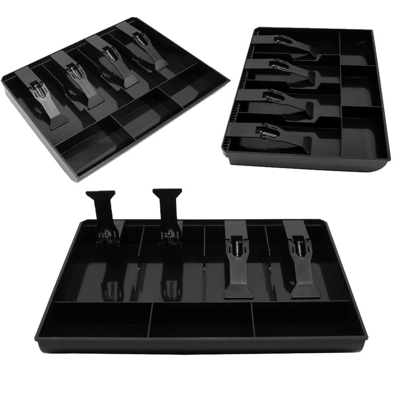 DDRAUY Cash Register Drawer Insert Tray- Cash Money Tray,Portable Currency Till Replacement Money Organizer Storage Box,4 Bill/3 Coin-Black - Image 5