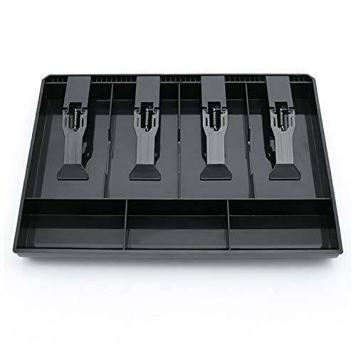 DDRAUY Cash Register Drawer Insert Tray- Cash Money Tray,Portable Currency Till Replacement Money Organizer Storage Box,4 Bill/3 Coin-Black - Image 1
