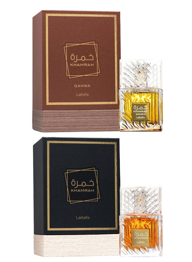 Lattafa Lattafa Khamrah And Khamrah Qahwa EDP Combo – 100ml x 2 – Unisex Perfume Set 