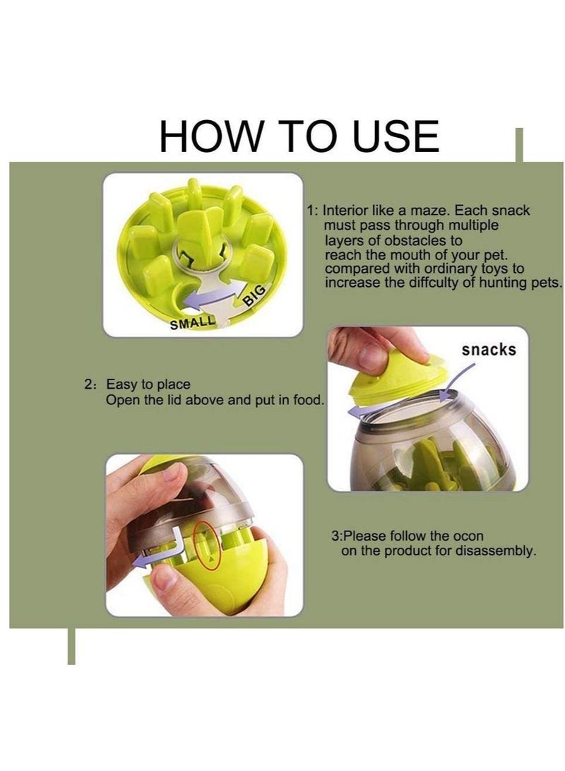 Food Dispensing Tumbler Treat Dispensing Toy Self Food Feeder For Small Medium Pets Cats and Dogs Interactive Green - Image 3