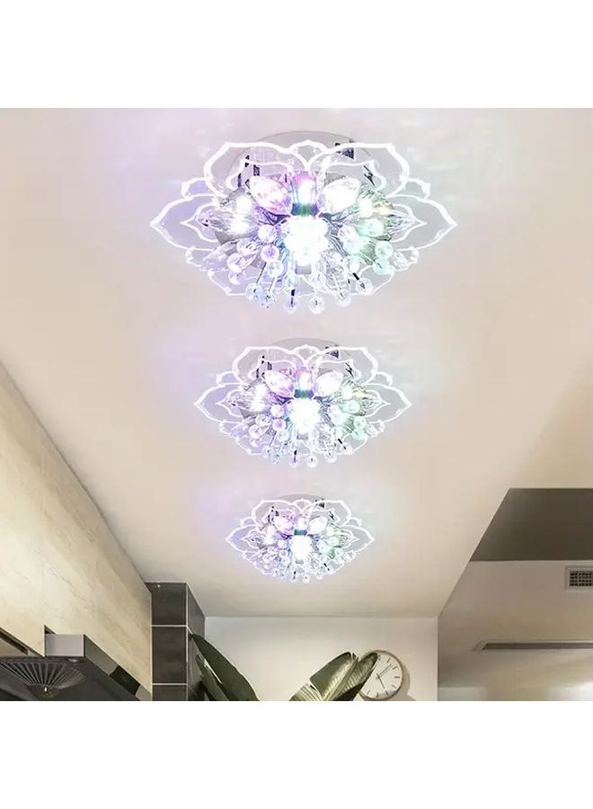 1 قطعة من مصباح سقف LED حديث ملون مثبت على السطح مع بتلات كريستالية، بجهد 85 فولت إلى 265 فولت، بتوصيل كهربائي ثابت وقابل للفك، مناسب للممرات والقاعات والممرات الداخلية والسلالم والفيلات والمعارض ومطبخ المقهى. - Image 5