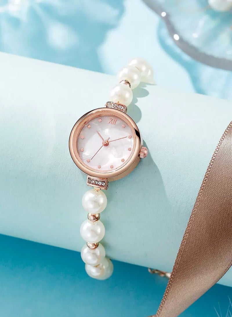 إكس أس في أو ساعة أنيقة لؤلؤة لؤلؤة لؤلؤة مع سوار قابل للتعديل - ساعة كوارتز للسيدات - Image 3